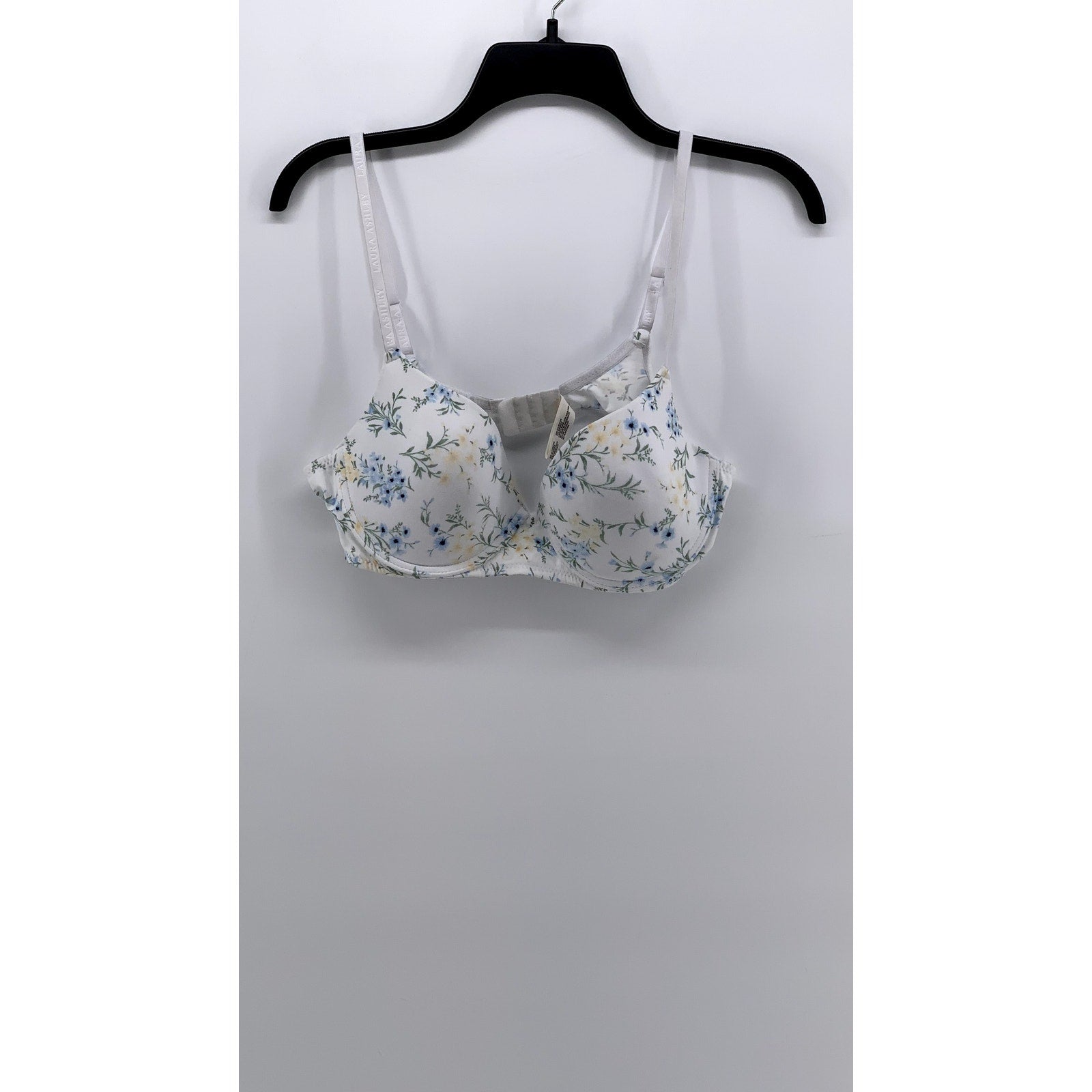 LAURA ASHLEY Women's White Floral Full Coverage Bra SZ 38C