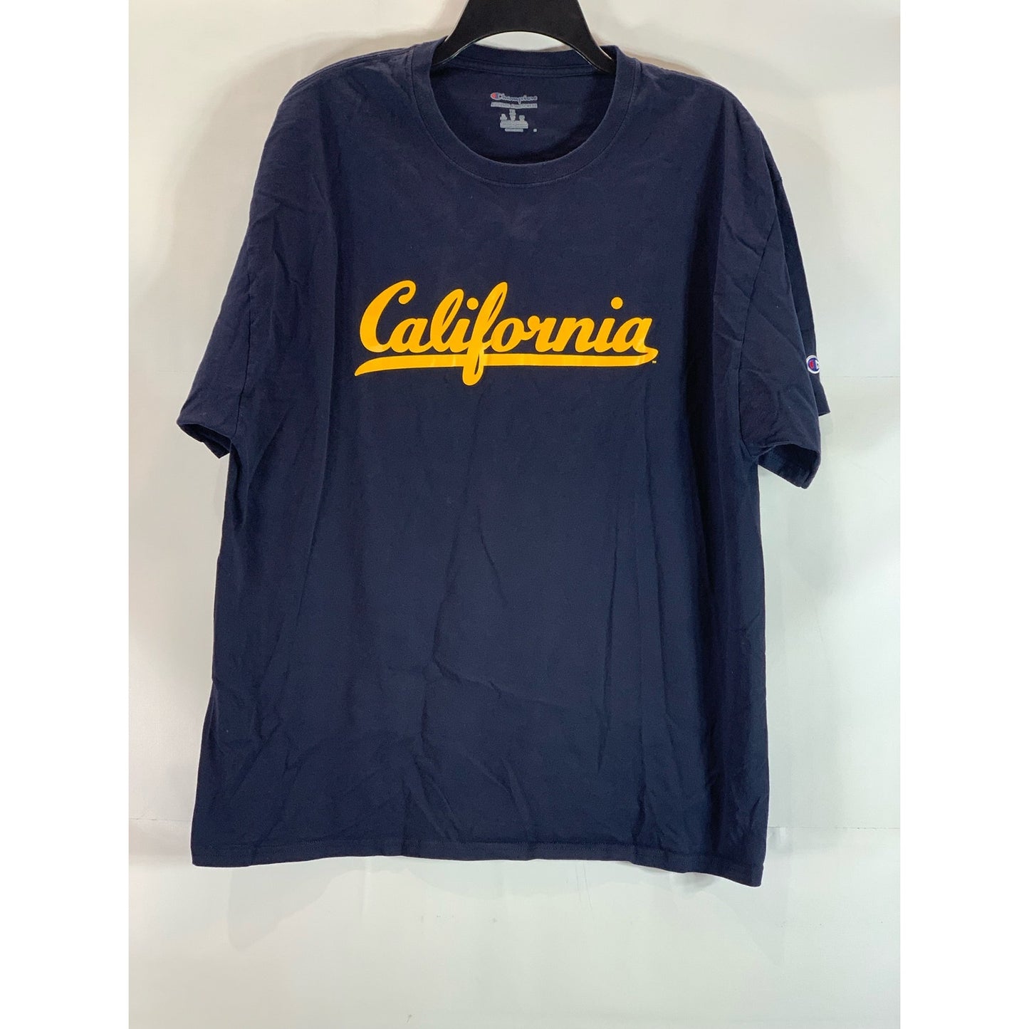 CHAMPION Men's Navy/Yellow California Logo Crewneck Short Sleeve T-Shirt SZ XL