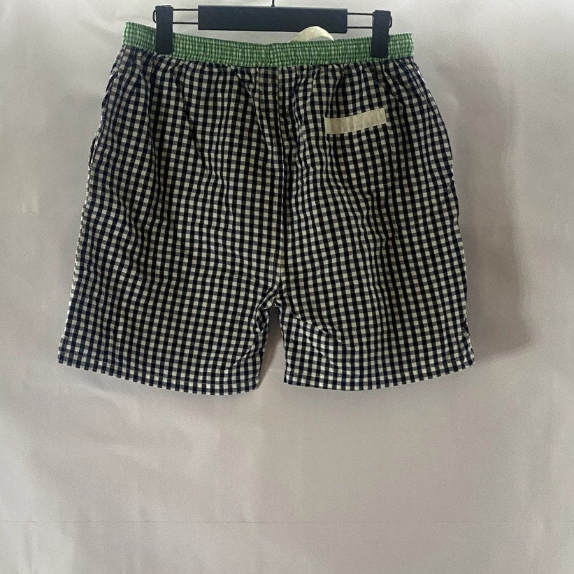 SANT AND ABEL Men's Green-Navy Gingham Hepburn Lightweight Sleep Shorts SZ S