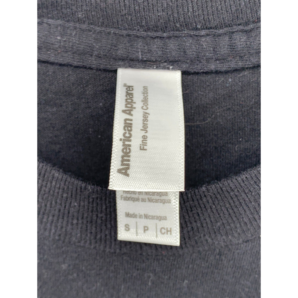 AMERICAN APPAREL Men's Black Casual Crewneck Graphic Short Sleeve T-Shirt SZ S