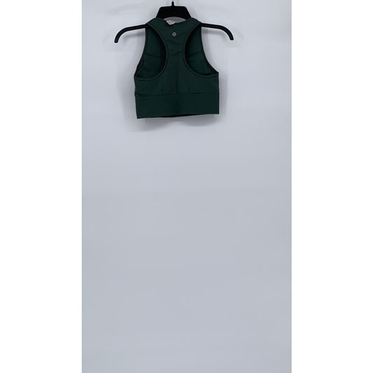 LULULEMON Women's Dark Green Crewneck Racerback Padded Activewear Tank Top SZ 8