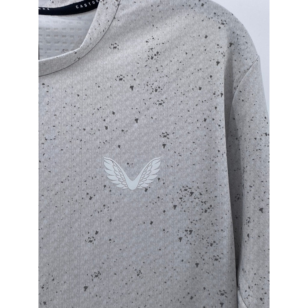 CASTORE Men's Light Gray Speckle Textured Long Sleeve Active T-Shirt SZ L