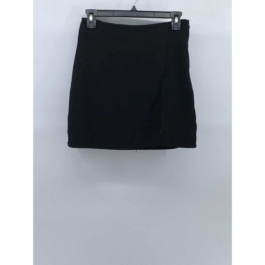 CIDER Women's Black Solid Straight Mini Skirt SZ M