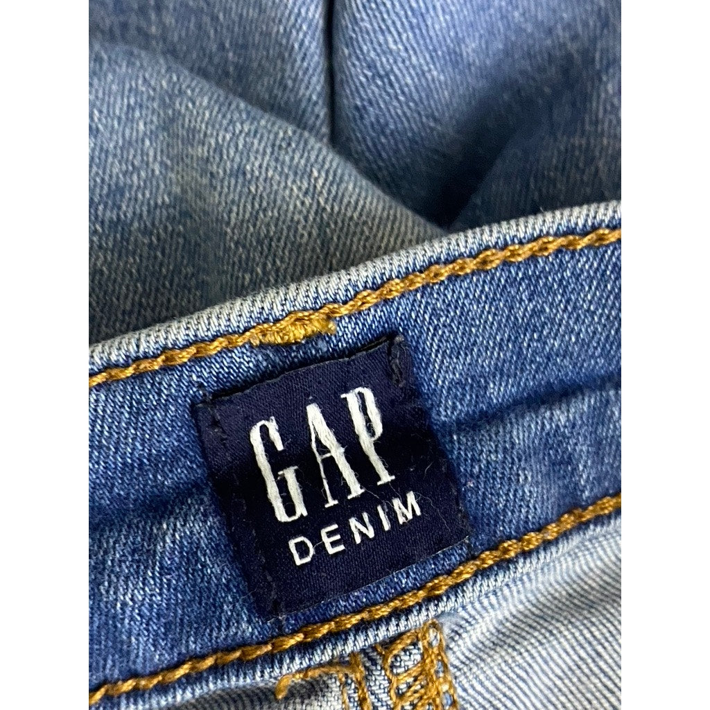 GAP Women's Light Indigo Blue Denim High-Rise Distressed True Skinny Jean SZ 26
