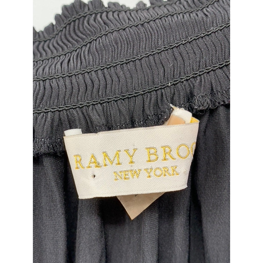 RAMY BROOK Women's Black Pleated Short Sleeve Dress SZ S
