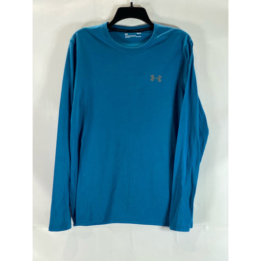 UNDER ARMOUR Men's Blue Threadborne Loose Heatgear Loose Crewneck T-Shirt SZ M