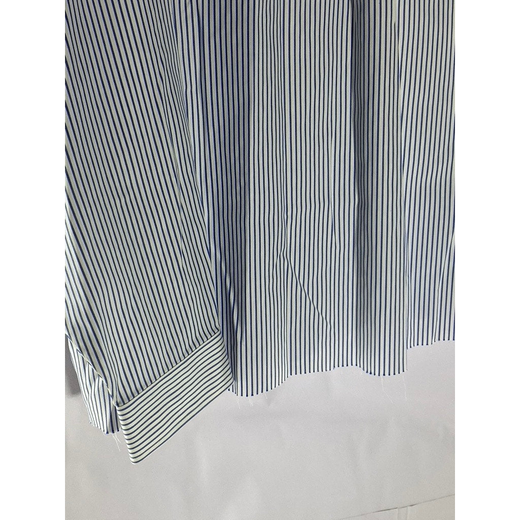 L.L. BEAN Men's Blue-White Striped Classic-Fit Button-Up Long Sleeve Shirt SZ XL