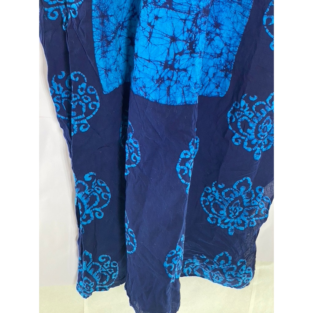 UNBRANDED Women’s Blue Printed Split-Neck Short Sleeve Kimono Overshirt SZ OS