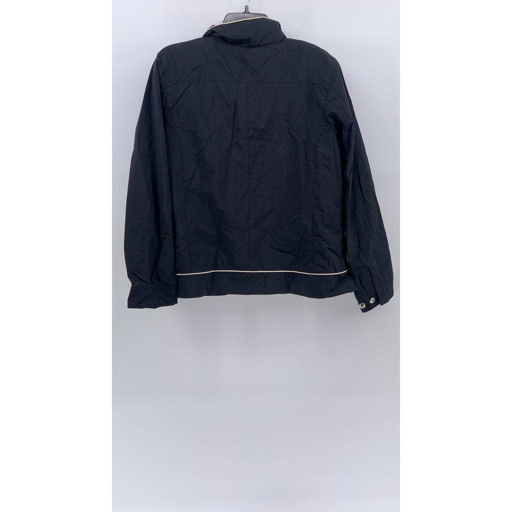 STUNT SPORTS Women's Vintage Black Zip-Up Stand Collar Windbreaker Jacket SZ M