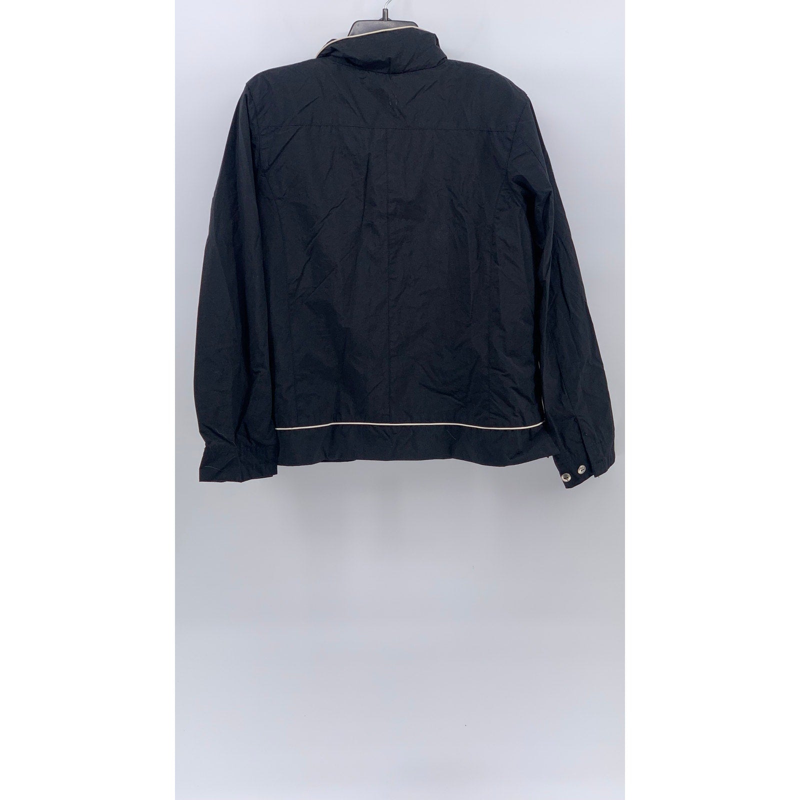 STUNT SPORTS Women's Vintage Black Zip-Up Stand Collar Windbreaker Jacket SZ M