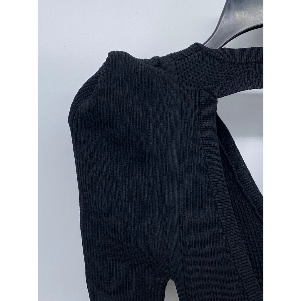 STELLA & JAMIE Women’s Black Scoop-Neck Short Puff Sleeve Cutout Mini Dress SZ S