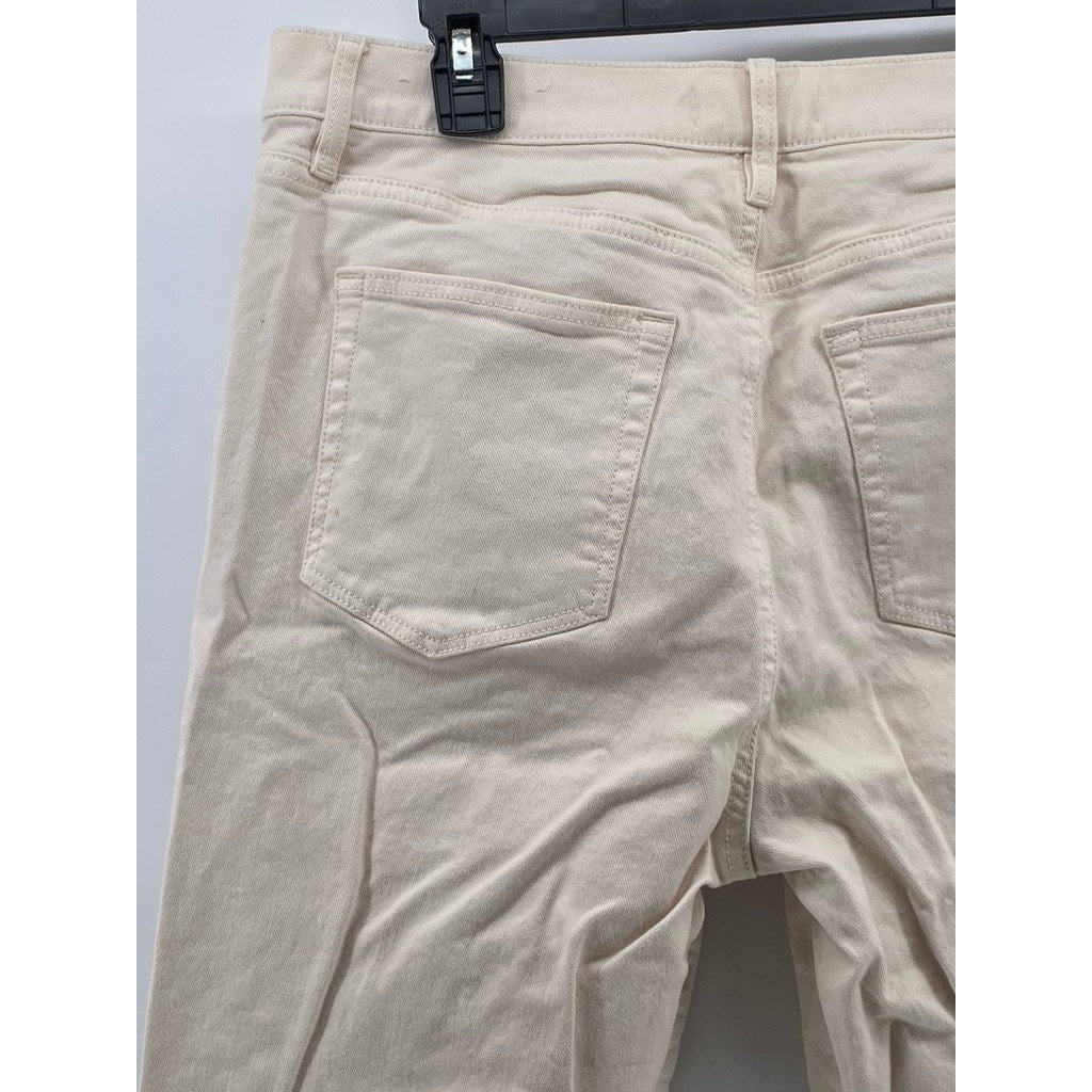 LOFT Women's Off-White Denim The Straight Cropped Jeans SZ 12/31