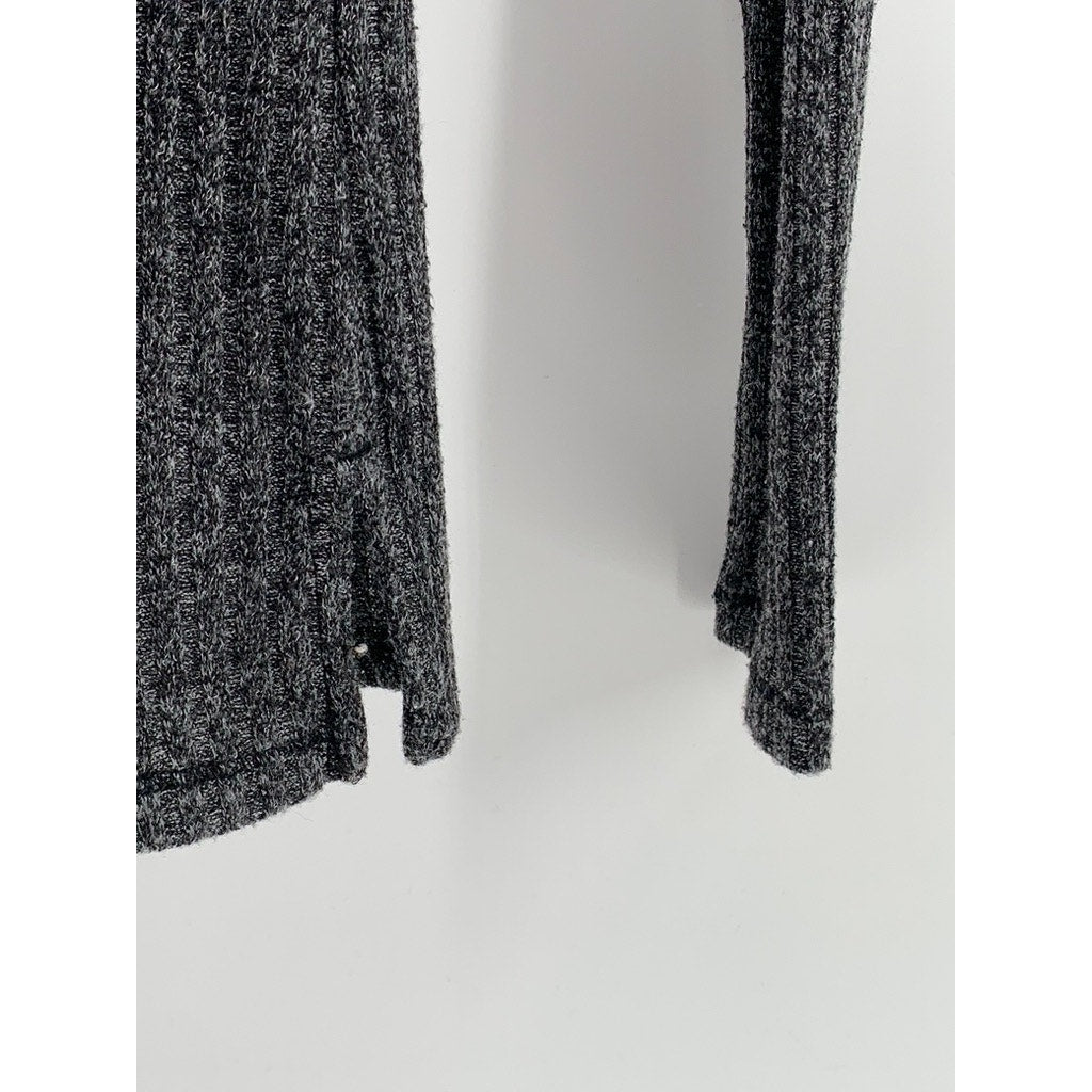 WILFRED FREE Women's Charcoal Rib Mock-Neck Long Sleeve Sweater Top SZ XS