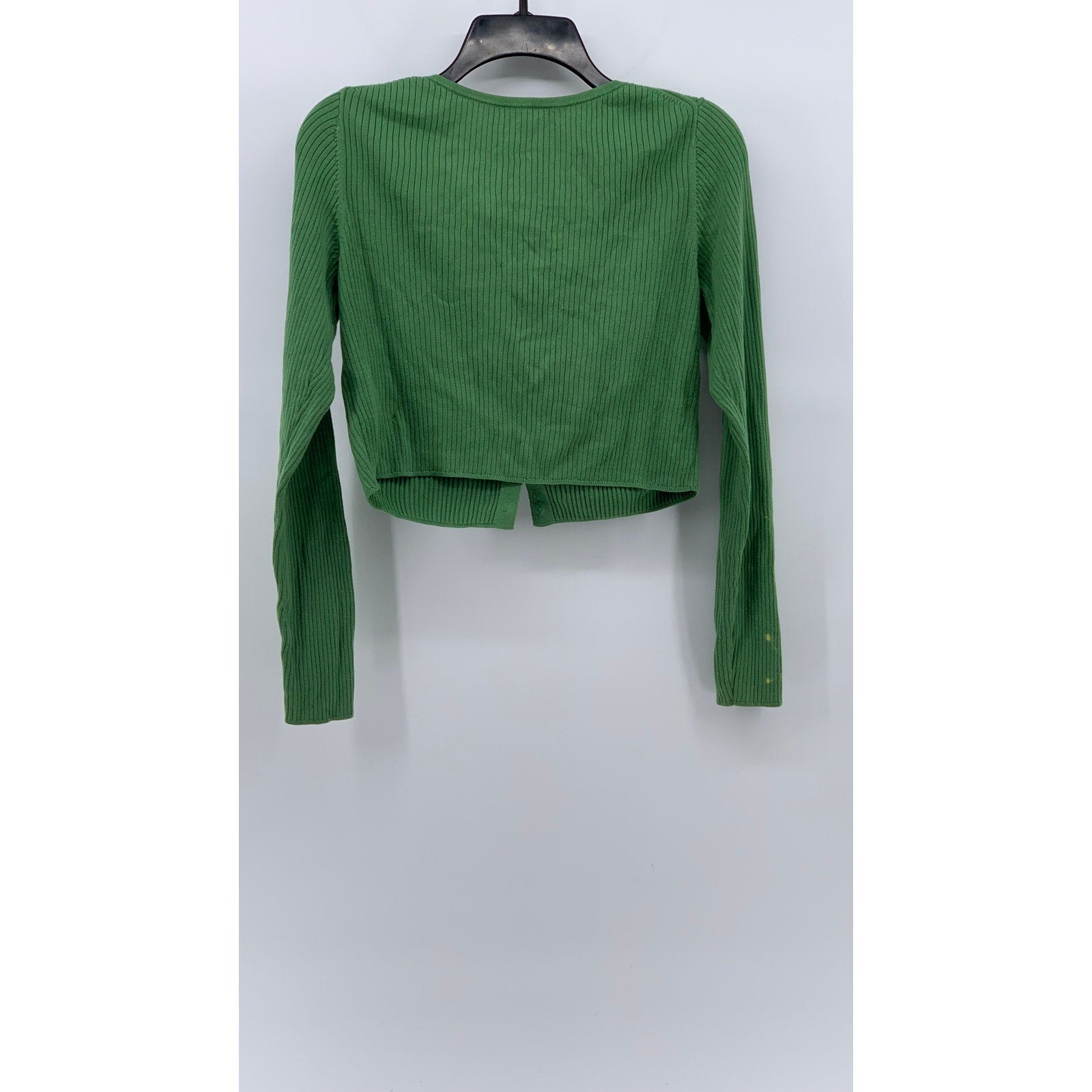 UNIQLO Women's Dark Green Ribbed UV Protection Button-Up Cropped Cardigan SZ M