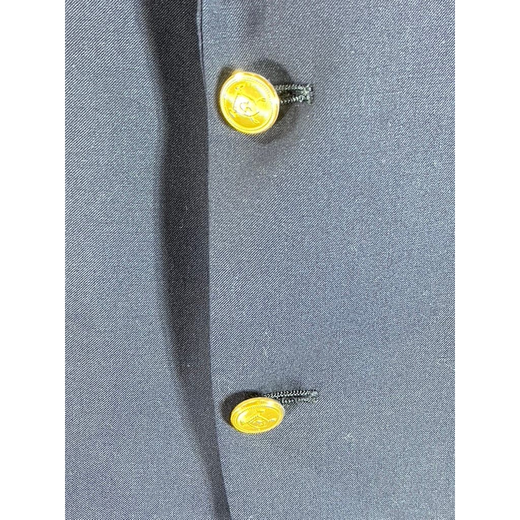 LAUREN RALPH LAUREN Men's Long Navy Classic-Fit Gold Two-Button Blazer SZ 42L