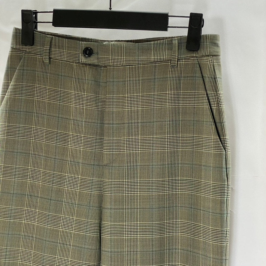 & OTHER STORIES Women's Tan-Gray Plaid Straight Wide-Leg Dress Pant SZ 34(US4)