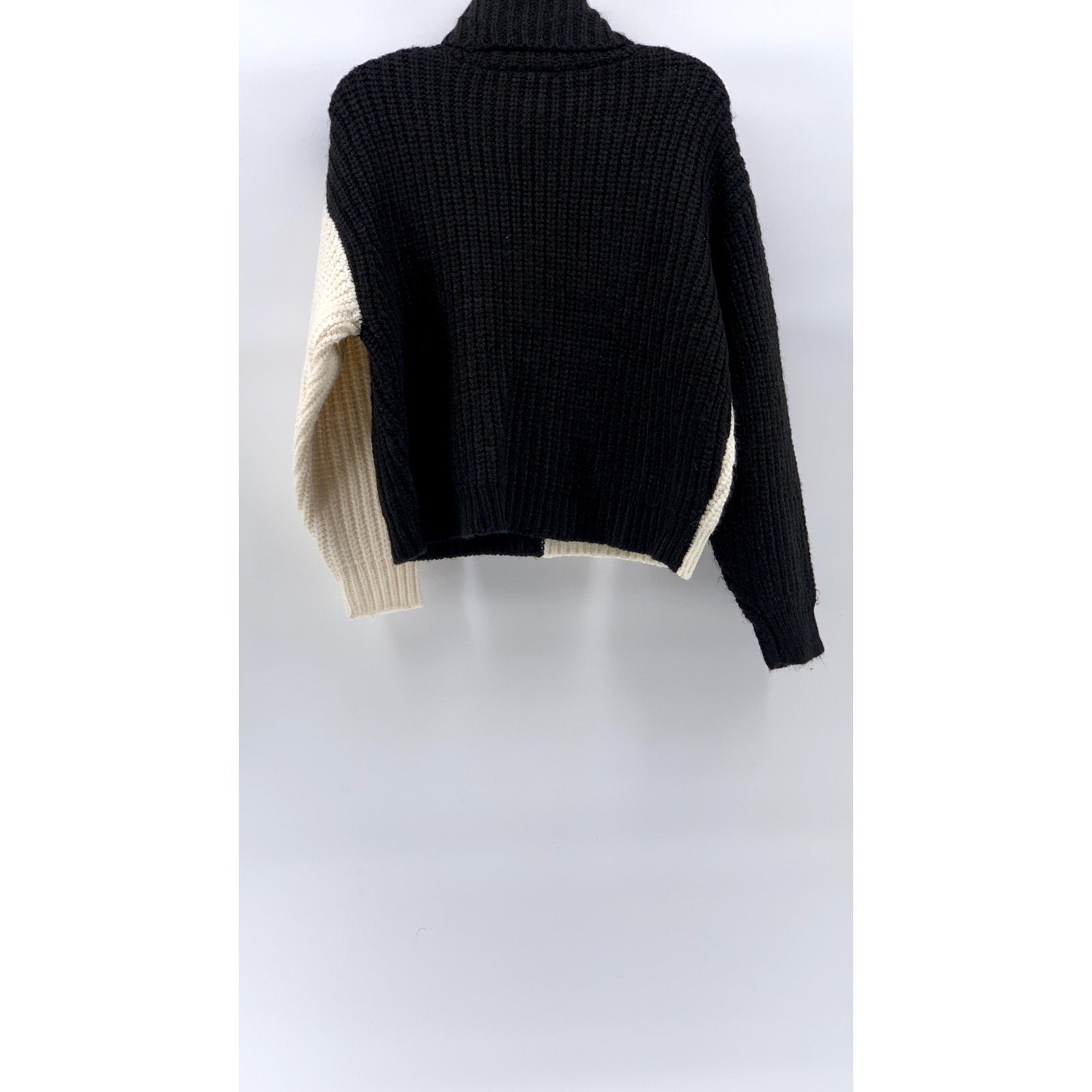 FOR THE REPUBLIC Women's Cream-Black Colorblock Knit Turtleneck Sweater SZ S