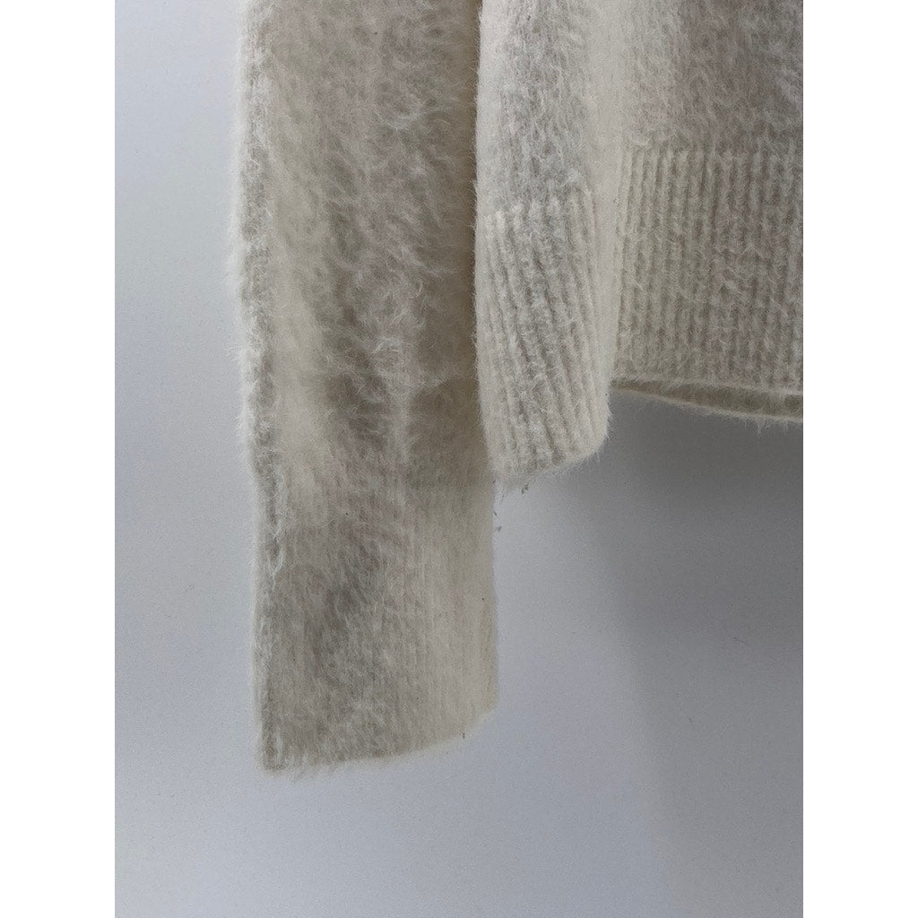 H&M Women's Cream Soft Knit Mock-Neck Long Sleeve Pullover Sweater SZ M