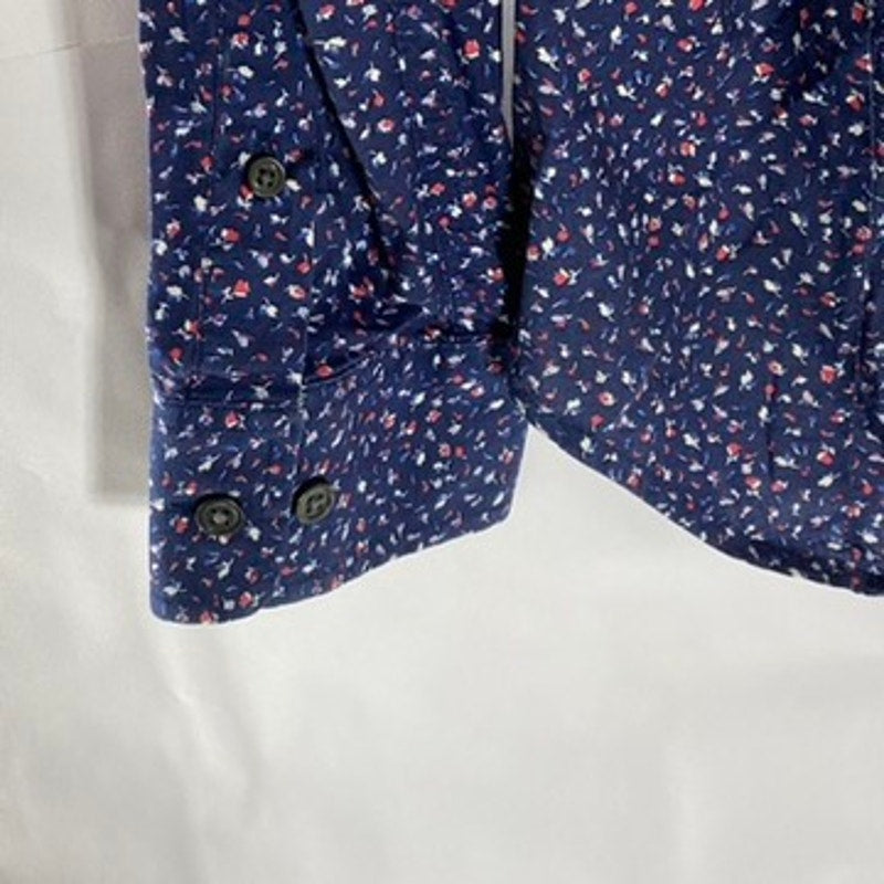 BANANA REPUBLIC Men's Blue Daisy Floral Soft Wash Slim-Fit Button-Up Shirt SZ M
