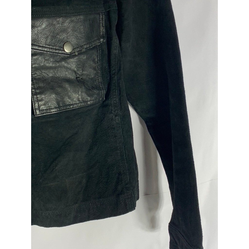 FOREVER 21 Women's Black Pigskin Leather Button-Up Jacket SZ M