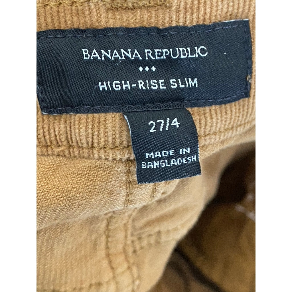 BANANA REPUBLIC Women's Tan Corduroy High-Rise Slim Pant SZ 27/4