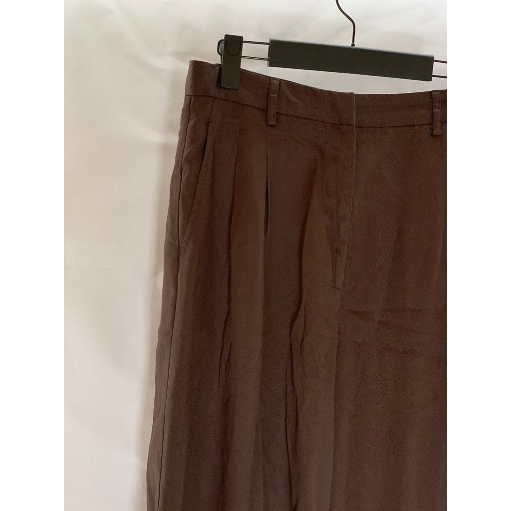 WIXII Women's Dark Brown Tencel Wide Leg Relaxed-Fit Pant SZ XS