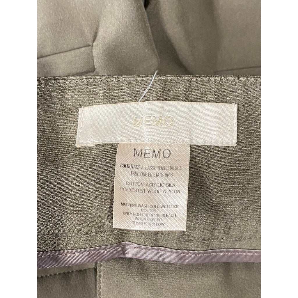 MEMO Women's Relaxed Loose Fit Pleated Waist Adjustable Strap Olive Pants SZ M