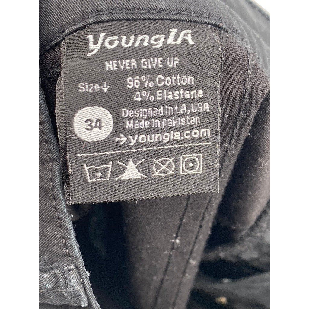 YOUNGLA Men's Black Solid Casual Chino Shorts SZ 34