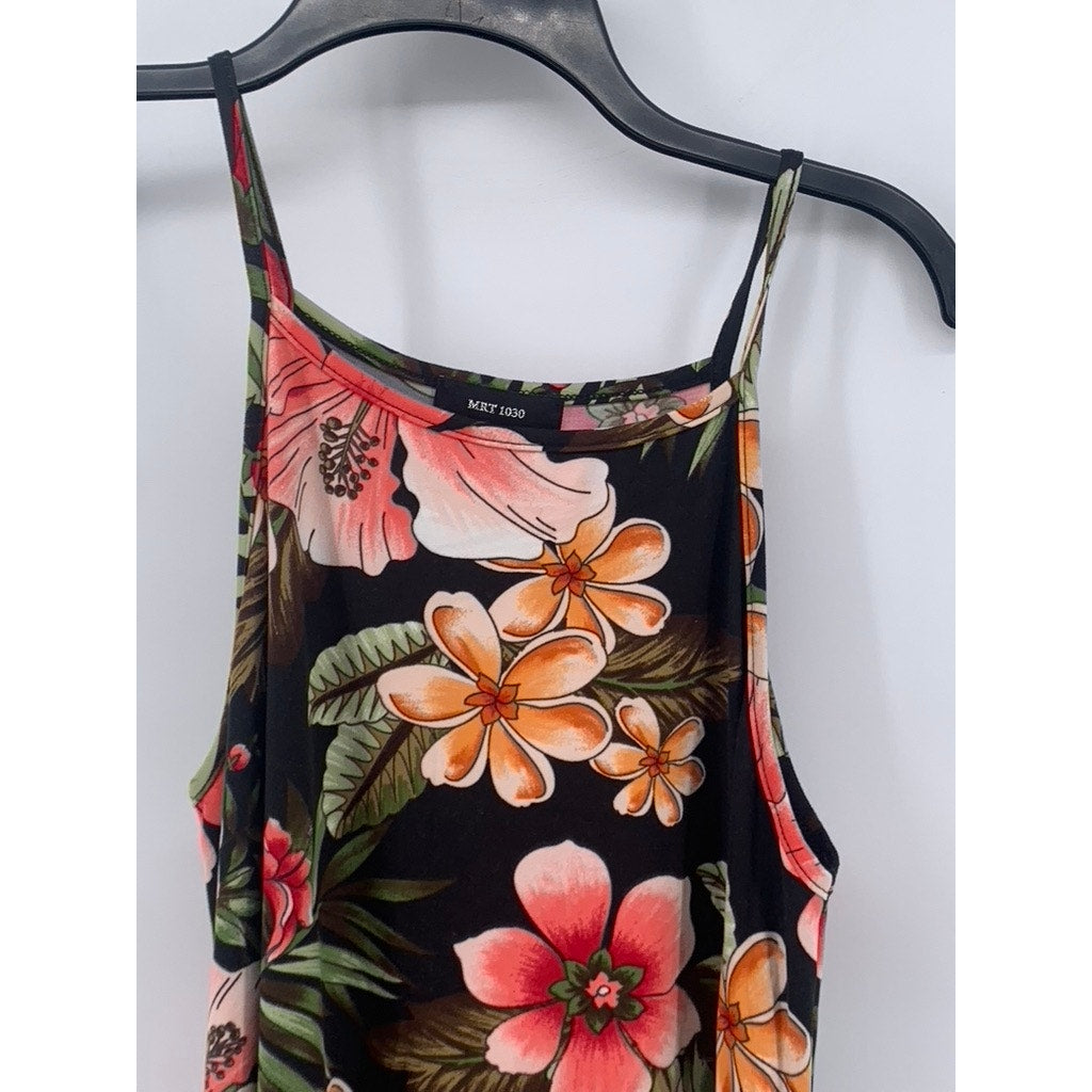 MRT 1030 Women's Black Floral Boho Mini Dress SZ M