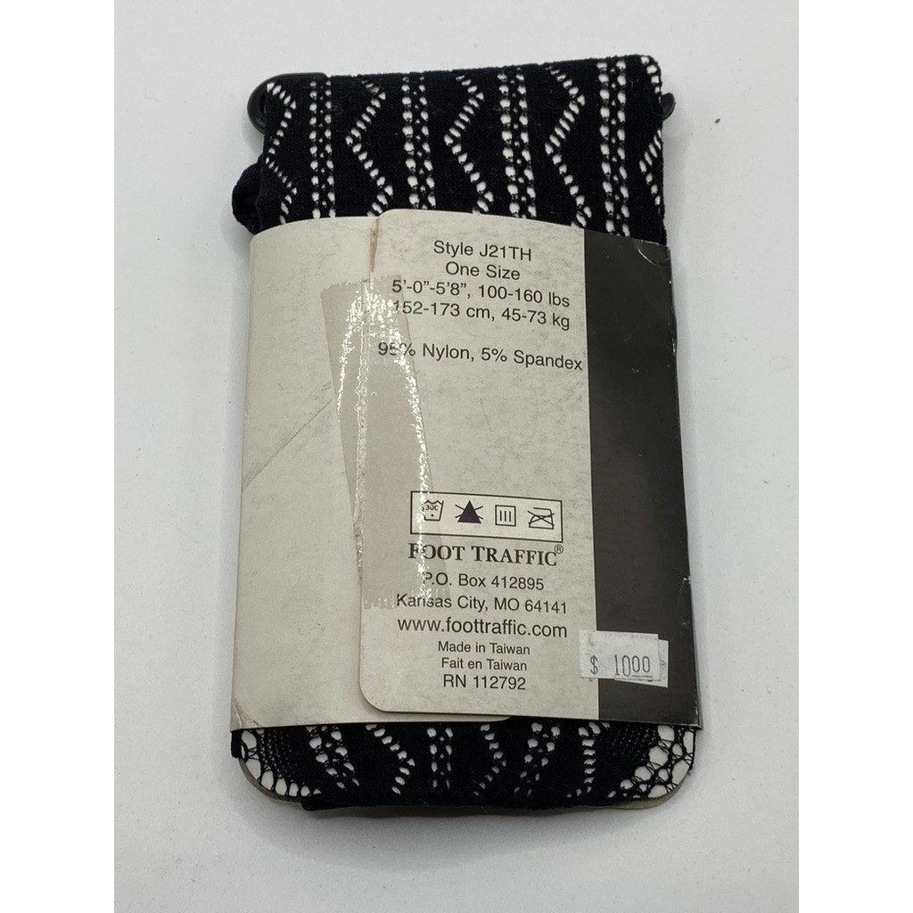 FOOT TRAFFIC Women's Black Cutout Stretch Pull-On Knee High Socks SZ OS