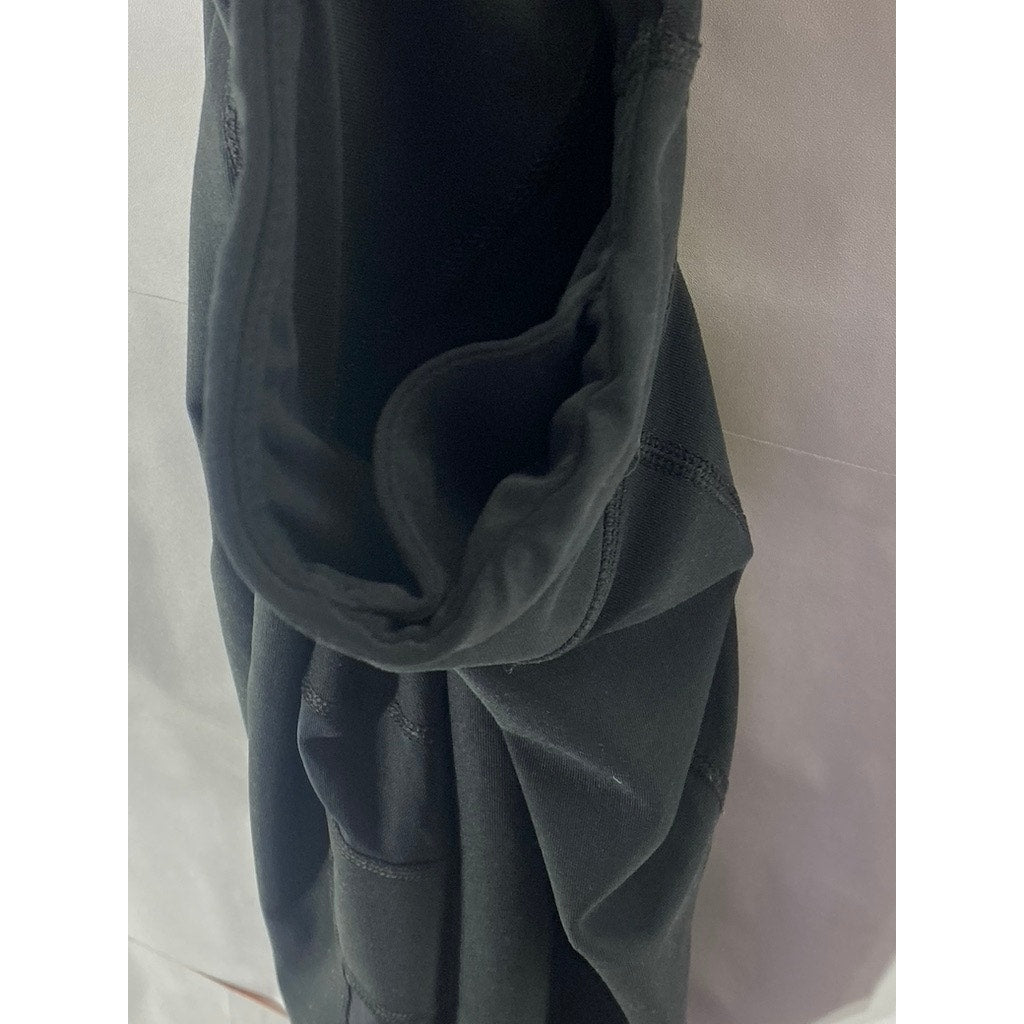 90 DEGREES BY REFLEX Women's Black Mesh High-Rise Cropped Leggings SZ L