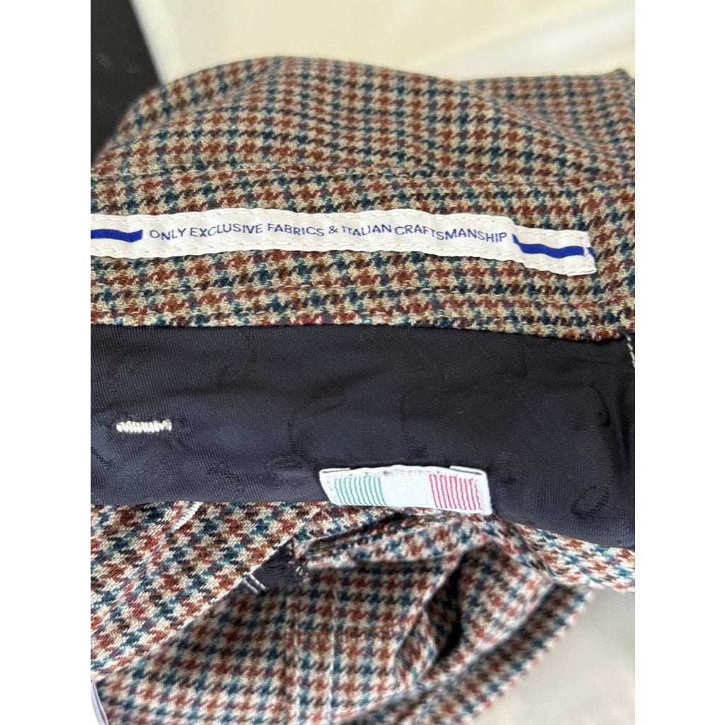 JACOB COHEN Women's Brown Houndstooth Debbie Super Flare Trousers SZ 26