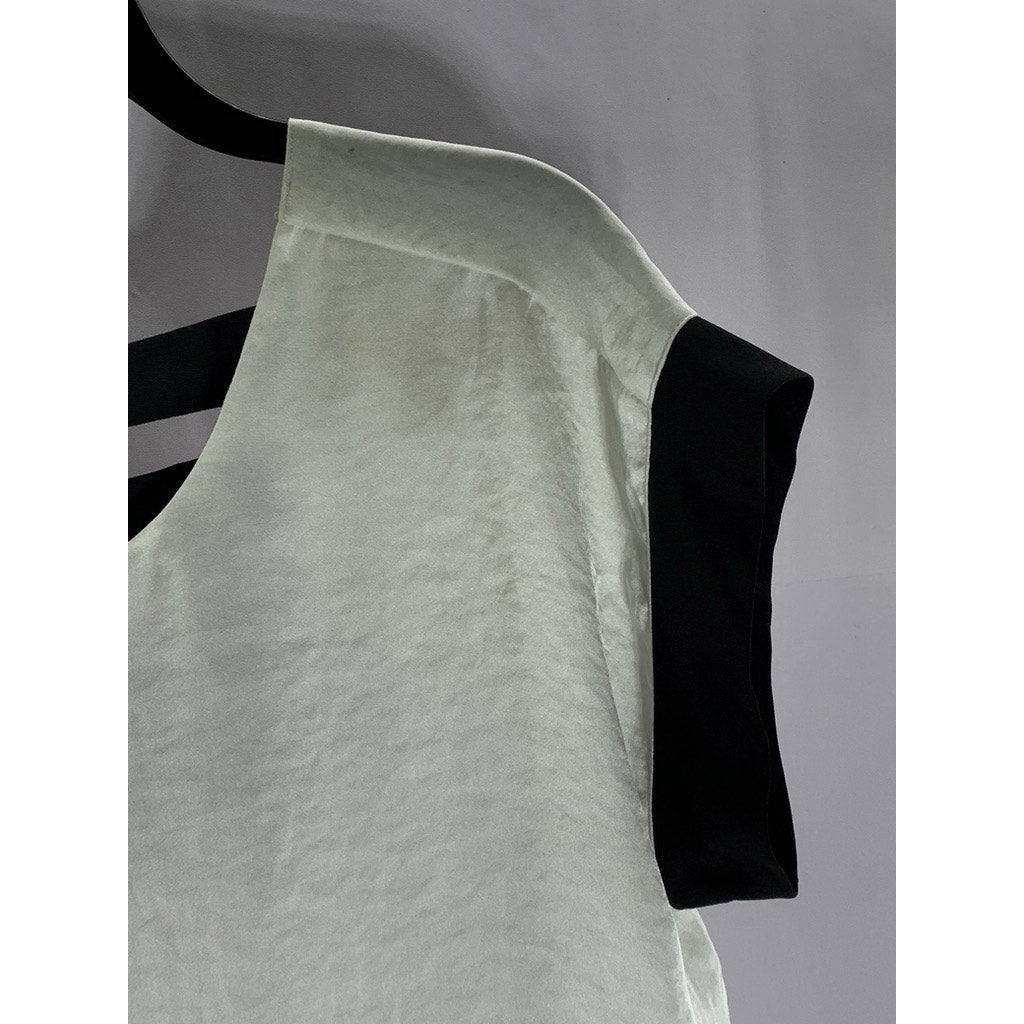 MICHAEL MICHAEL KORS Women's Cream/Black Four-Strap Back Scoop-Neck Top SZ 10