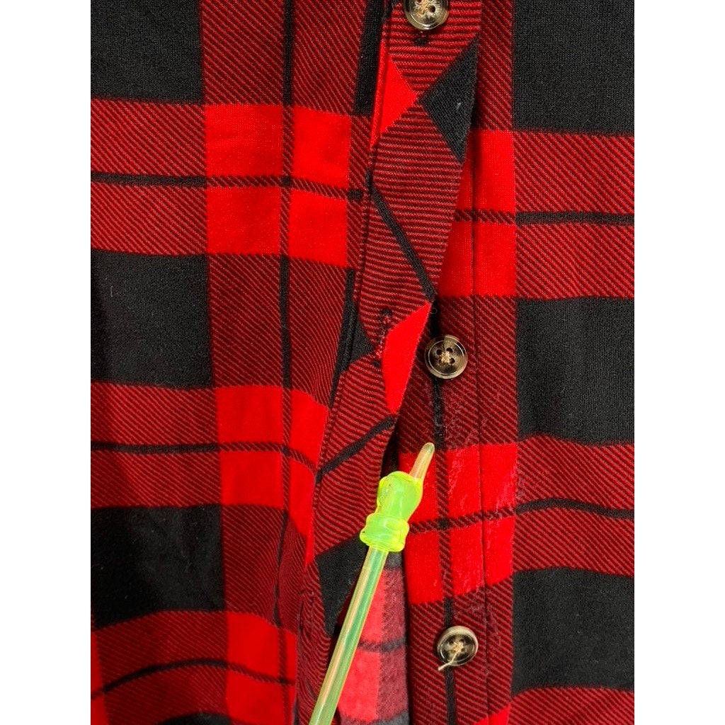 ULTRA FLIRT Women's Red-Black Checkered Button-Up Top SZ M