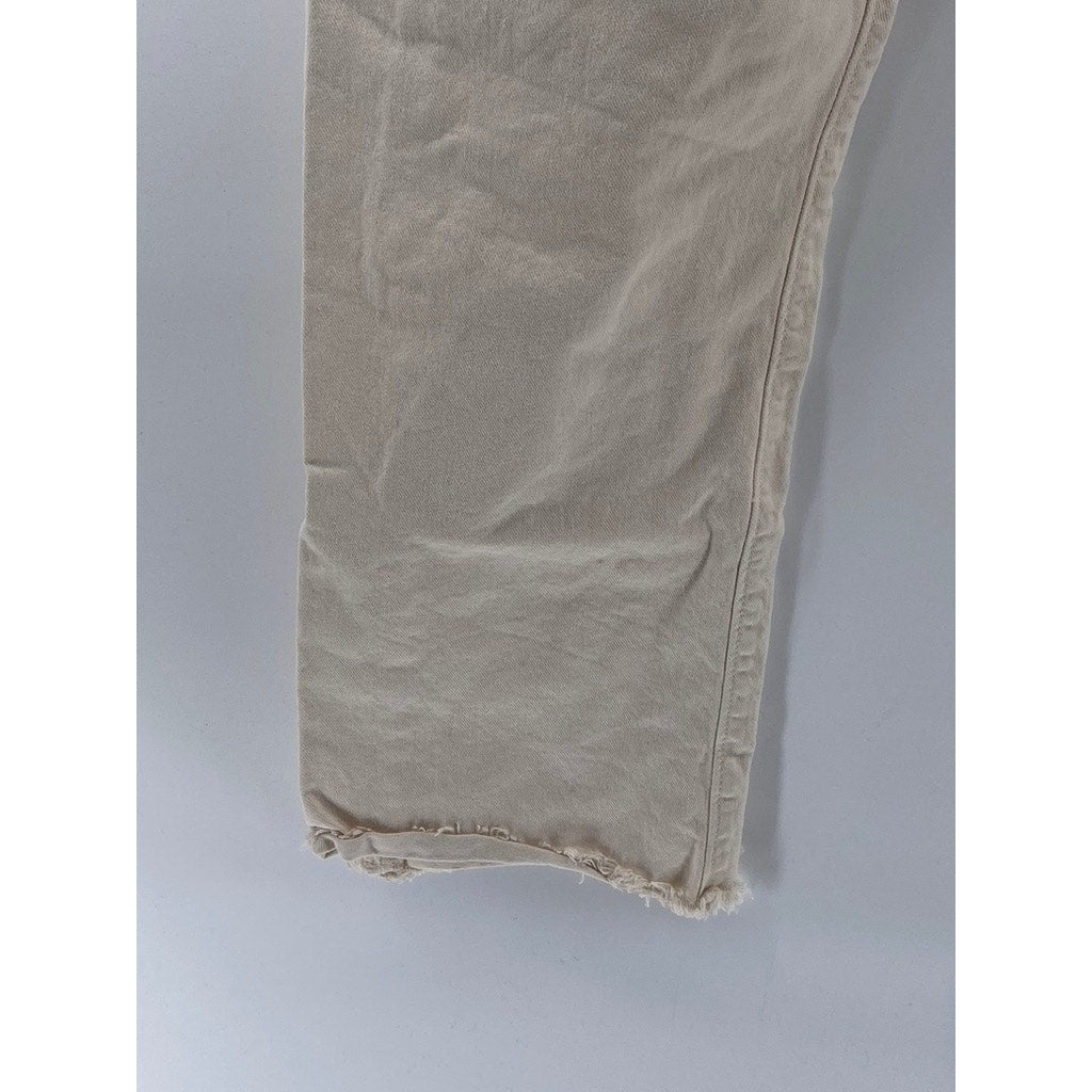 LOFT Women's Off-White Denim The Straight Cropped Jeans SZ 12/31