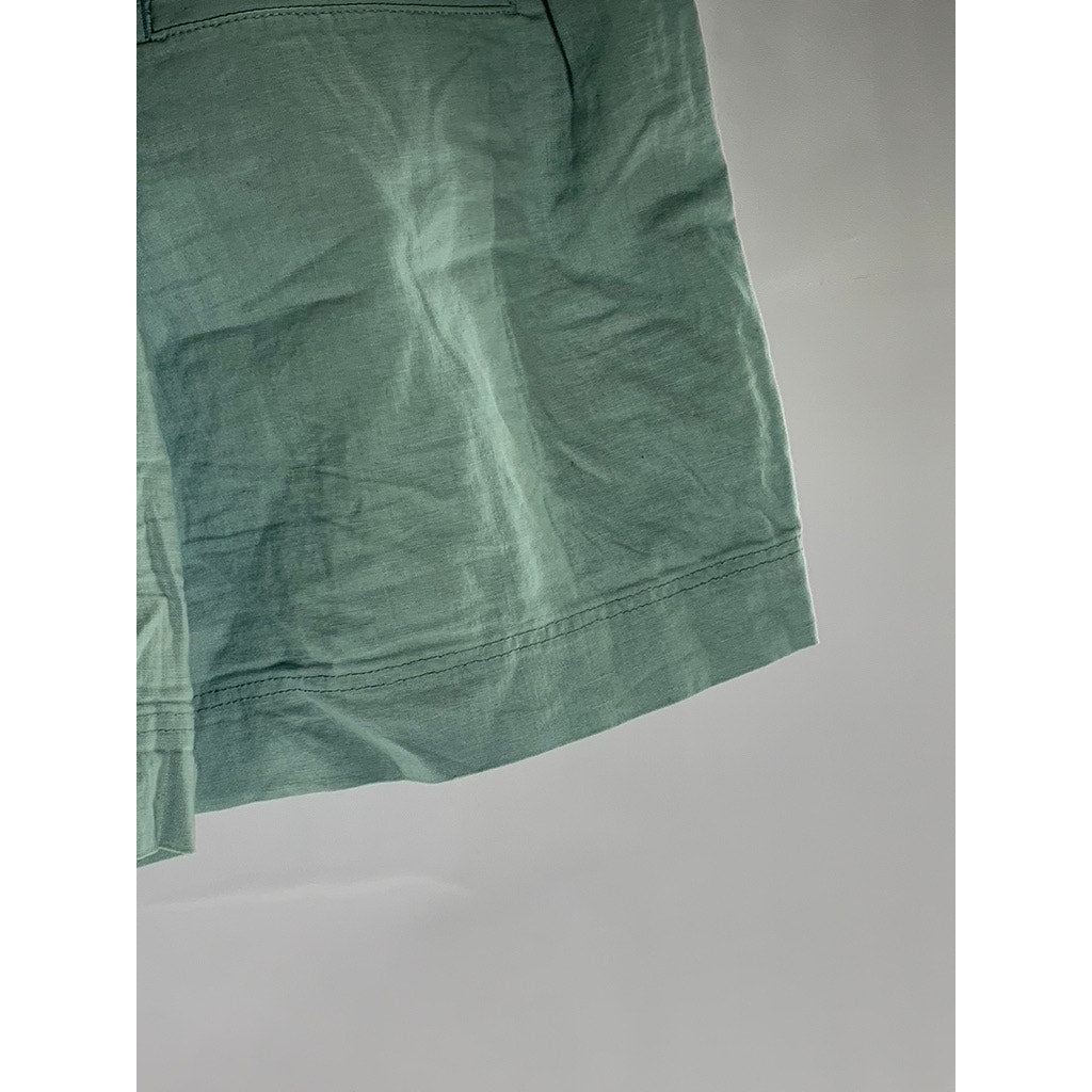 UNIQLO Women's Teal Cotton/Linen Relaxed-Fit Ruffle Drawstring Waist Shorts SZ S