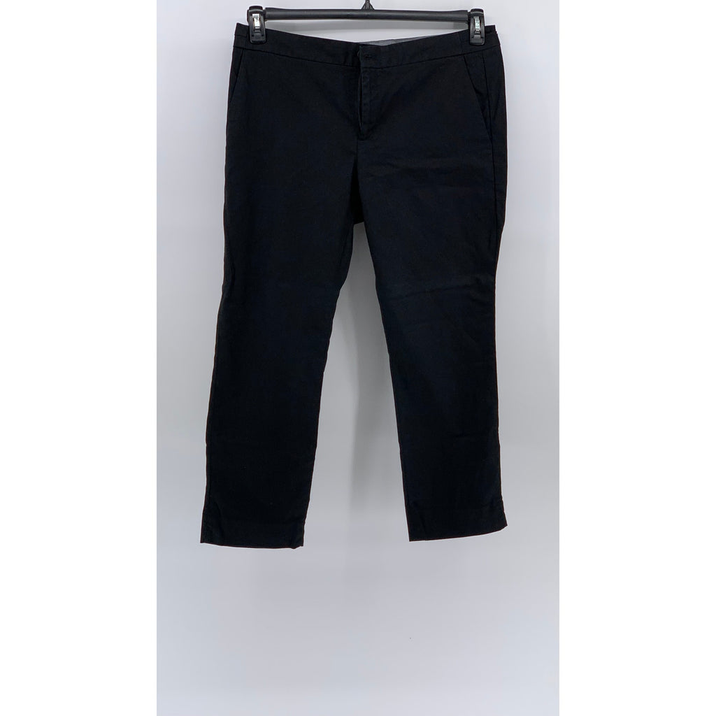 BANANA REPUBLIC Women's Black Solid Hampton Fit Cropped Chino Pant SZ 12