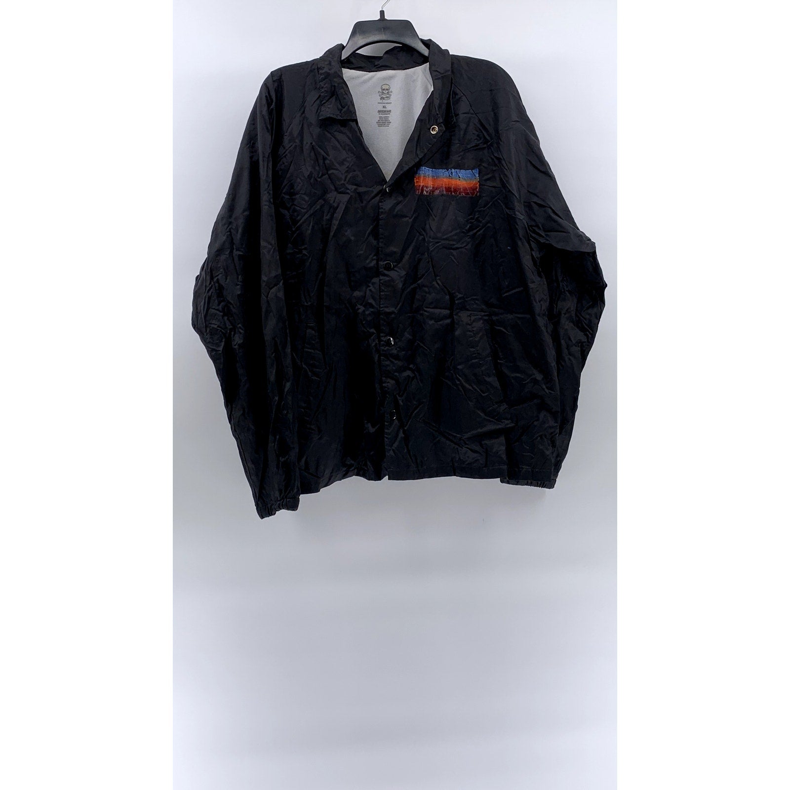 CONTROLLED SUBSTANCE Men's Black-Multi Snap-Button Nylon Jacket SZ XL