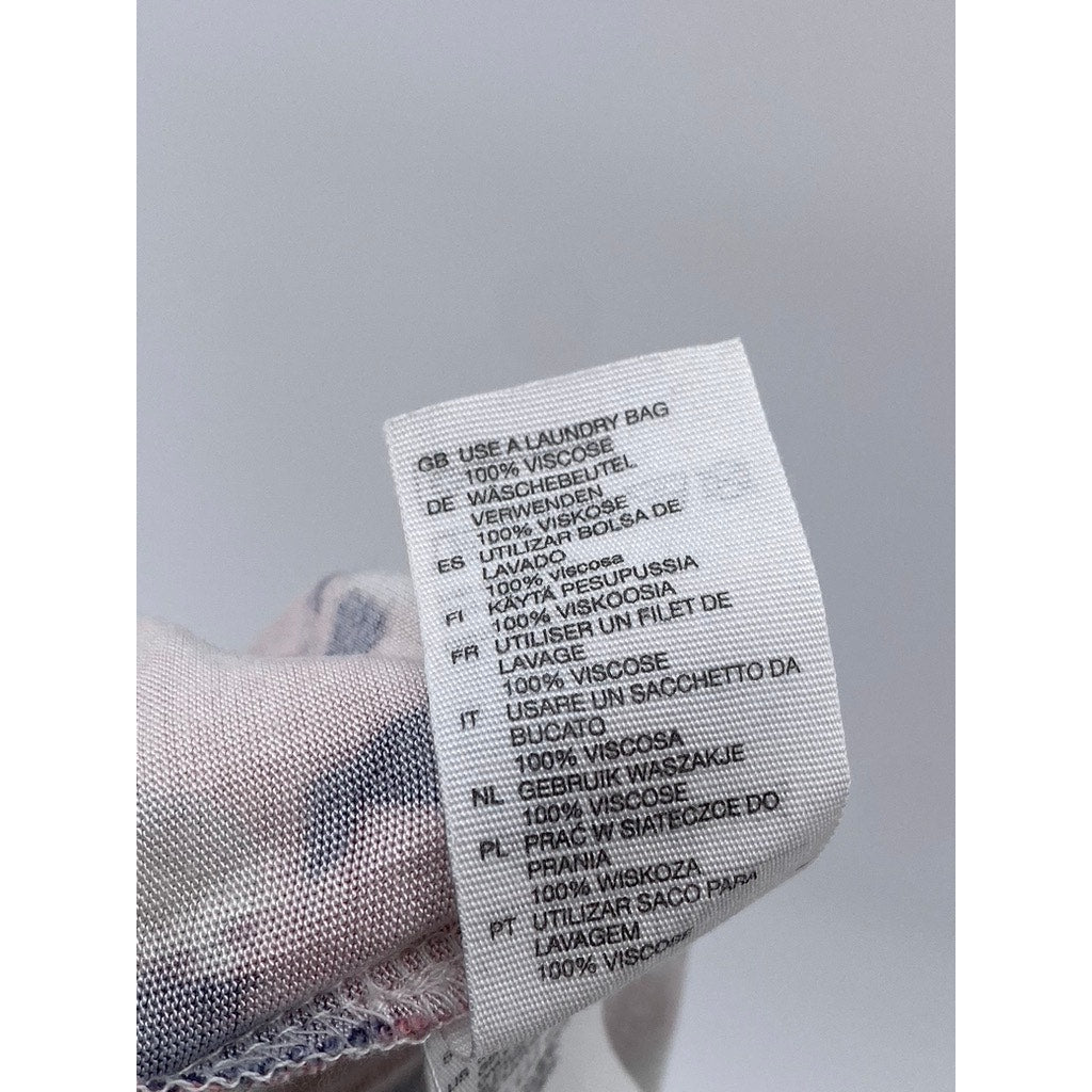 & OTHER STORIES Women's White-Pink V-Neck Strappy Open-Back Midi Dress SZ 12