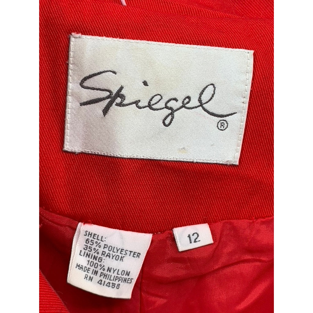 SPIEGEL Women's Vintage Red Double-Breasted Long Sleeve Trench Coat SZ 12