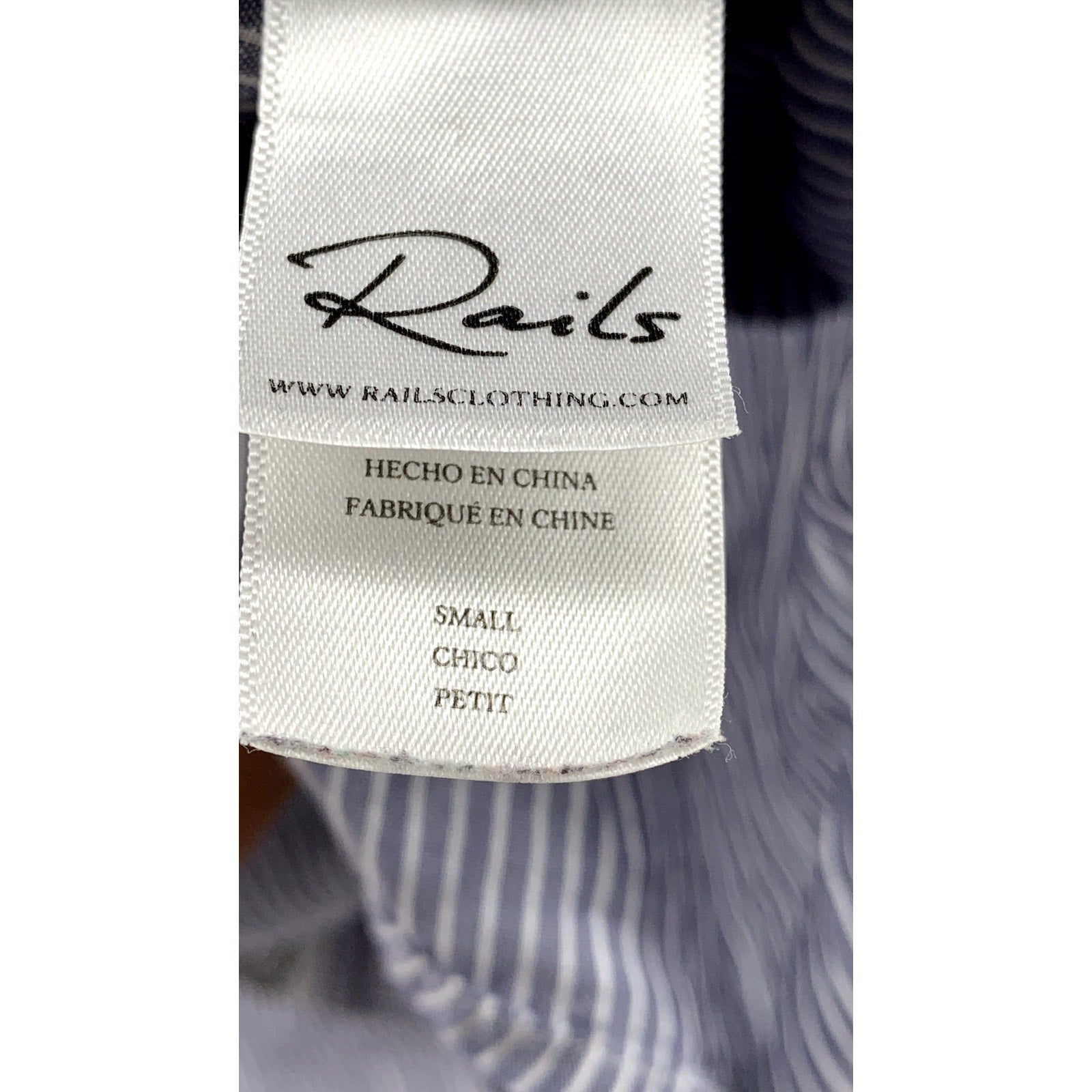 RAILS Women's Navy-White Striped Button-Up Round-Hem Long Sleeve Top SZ S