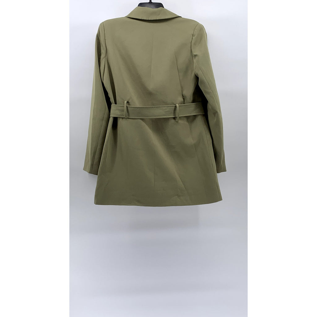 LIONESS Women's Olive Green Button-Up Notch Collar Belted Mini Blazer SZ XS