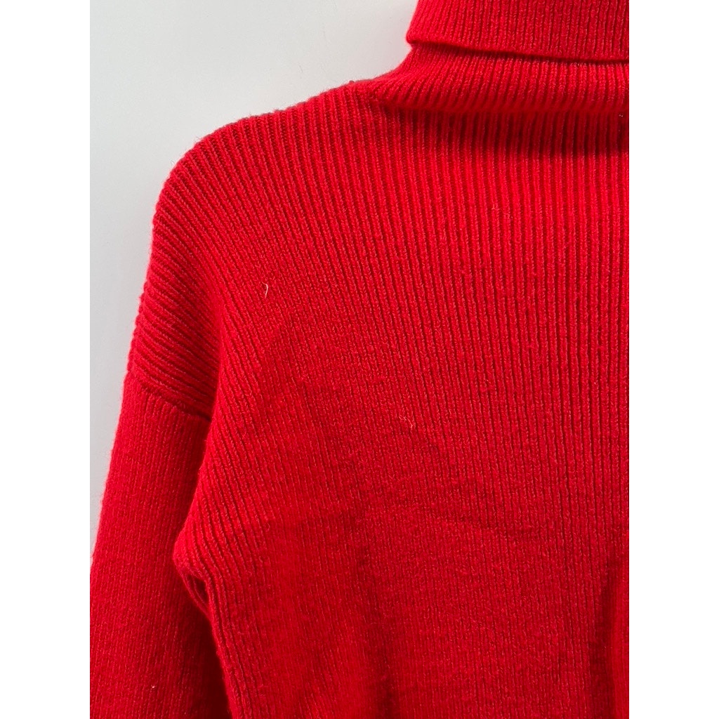 URBAN OUTFITTERS Women's Red Knit Turtleneck Long Sleeve Cropped Sweater SZ XS