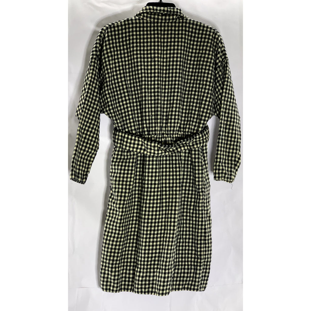 REGINA KRAVITZ Women's Vintage Black-Tan Checkered Wrap Notch Lapel Coat SZ 10