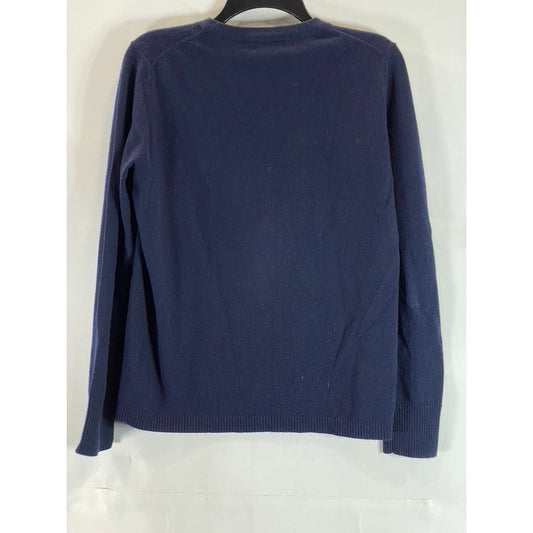 LANDS' END Women's Navy Crewneck Cashmere Pullover Sweater SZ M 10-12