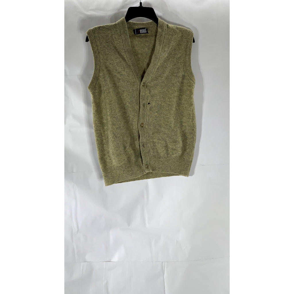 GERARD FORTIER Men’s Olive Green Wool-Blend V-Neck Button-Up Sweater Vest SZ2(S)