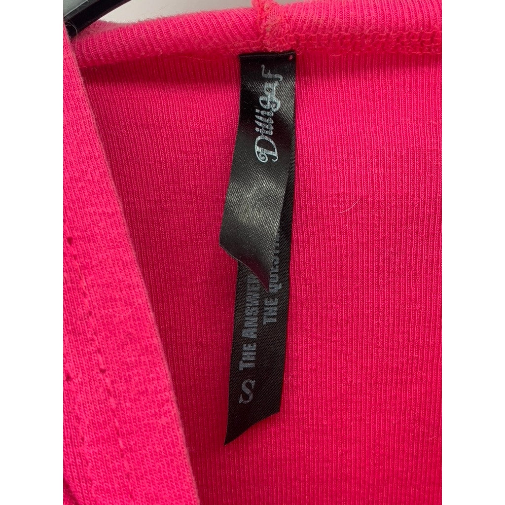 DILLIGAF By BOHICA HILL Women's Fuchsia Logo Zip-Up Hoodie SZ S