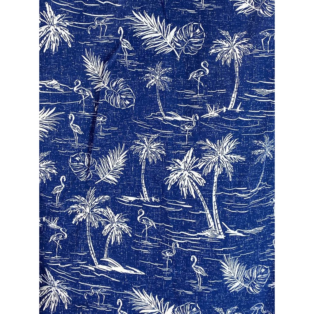 AMERICAN EAGLE Men's Blue Palm Tree Graphic Regular-Fit Button-Up Shirt SZ L