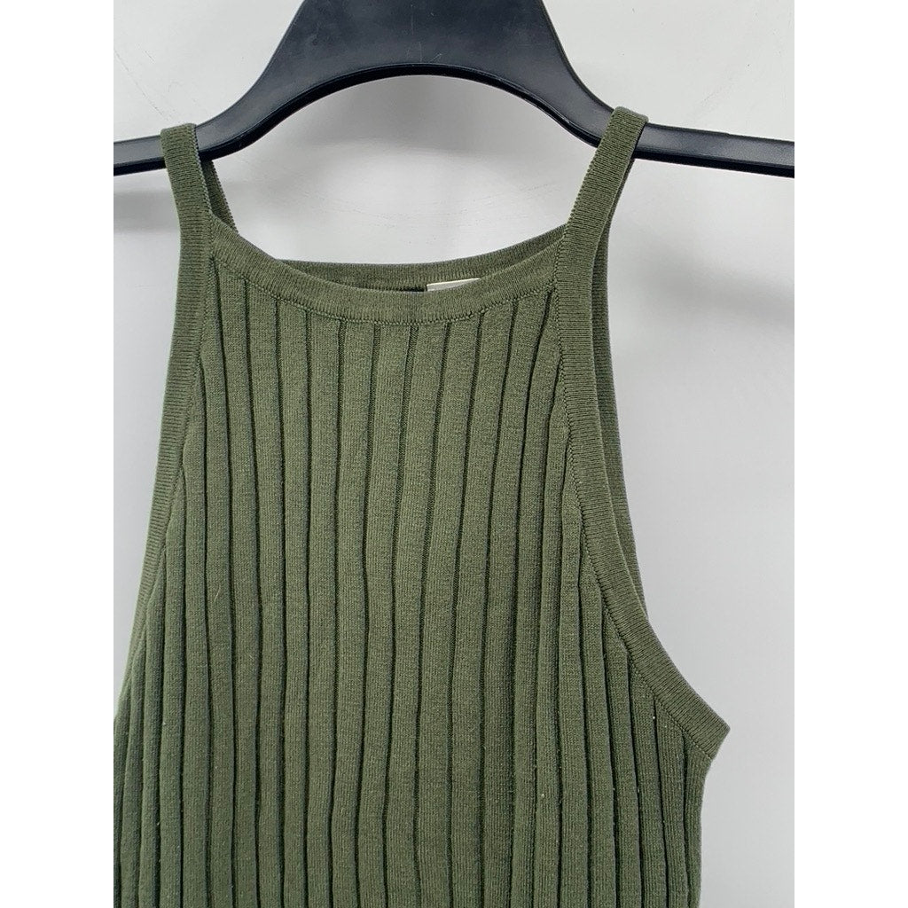 DIVIDED By H&M Women's Olive Green Ribbed High-Neck Sleeveless Top SZ S