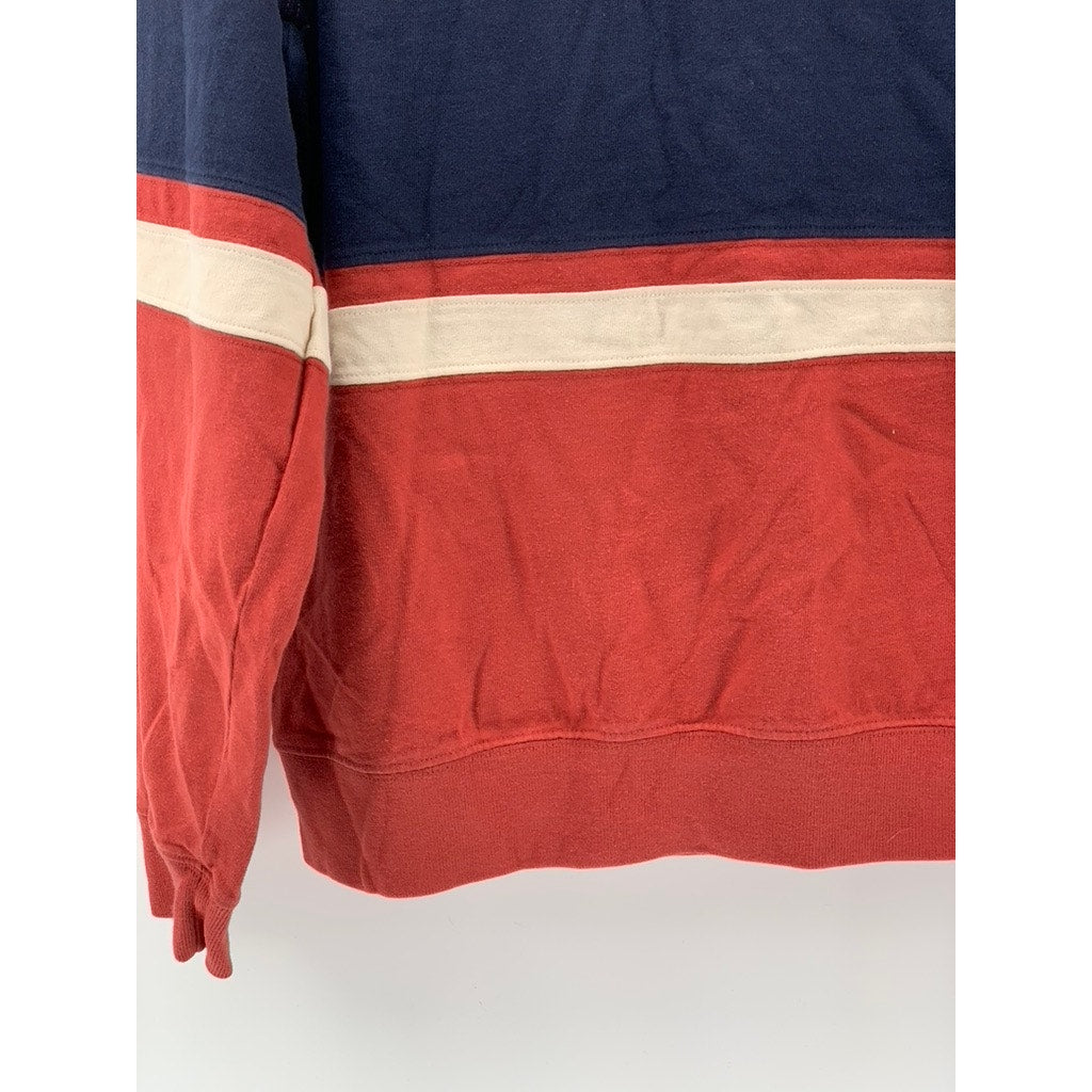 L.L. Bean Men's Red Striped Traditional Fit Sweatshirt SZ S